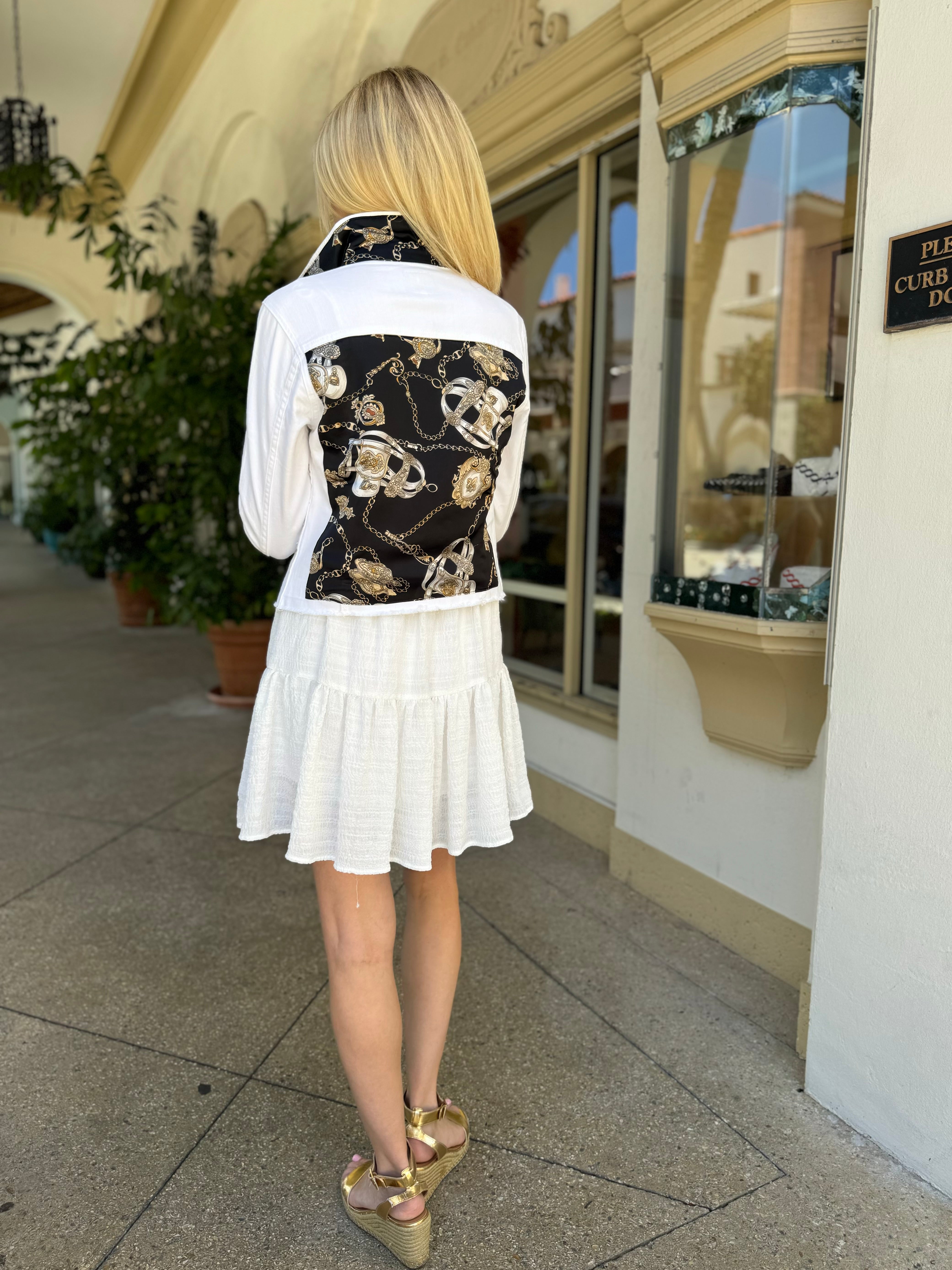 The White Denim Jacket / Black Stirrup