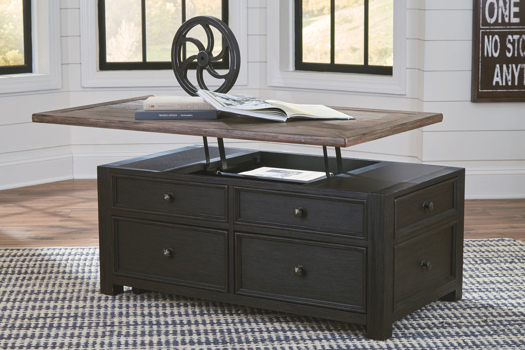 Tyler Creek - Grayish Brown / Black - Lift Top Cocktail Table