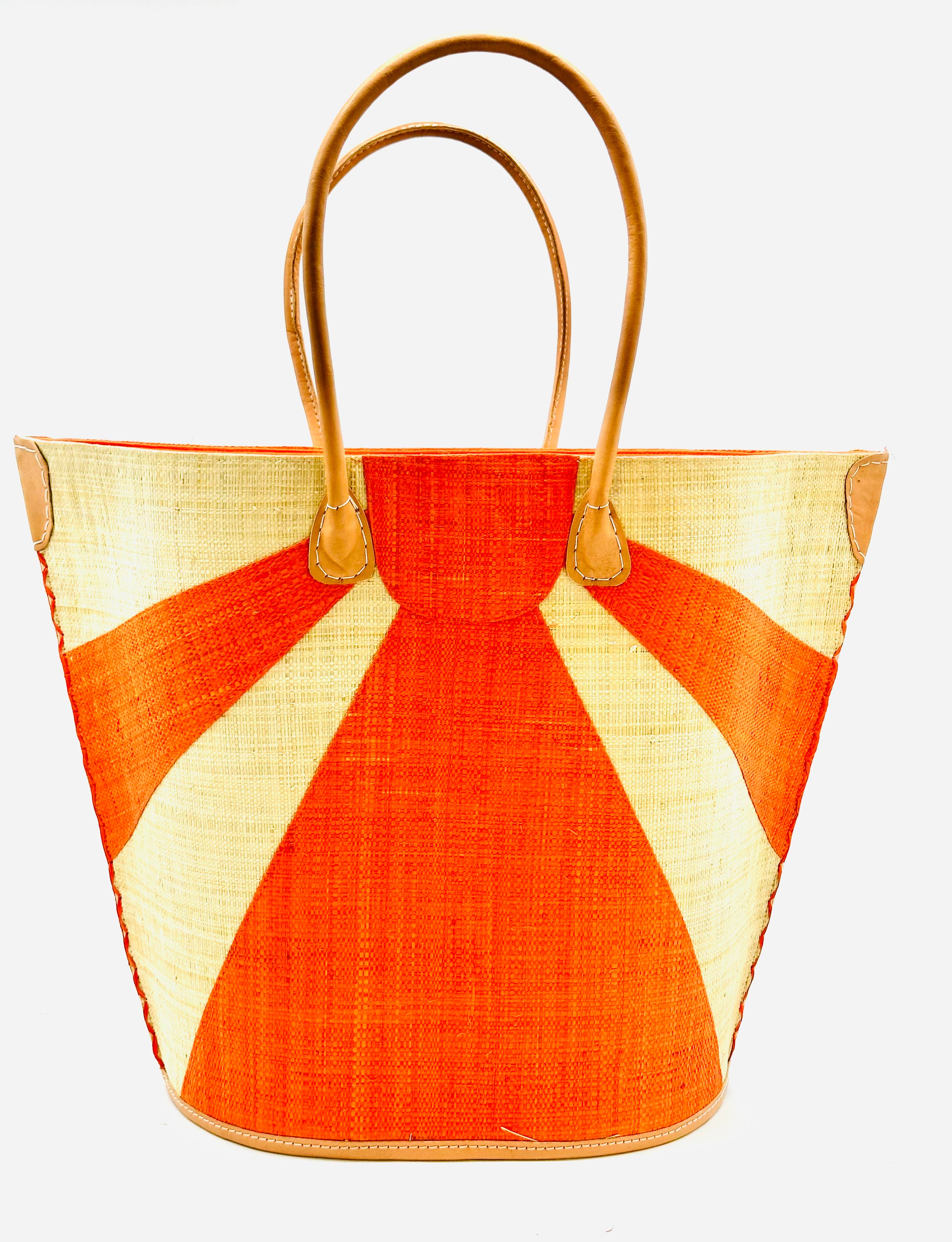 Sunburst Large Straw Tote Bag: Blush