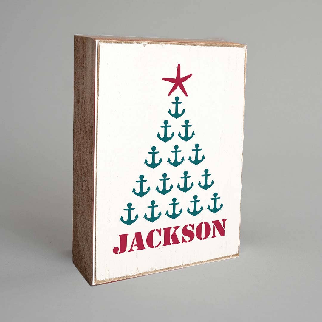 Personalized Anchor Tree Decorative Wooden Block