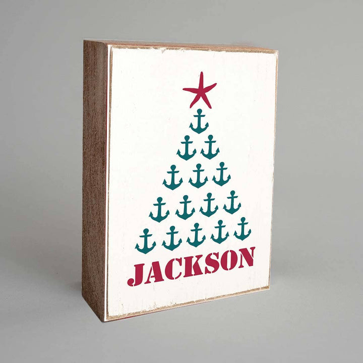 Personalized Anchor Tree Decorative Wooden Block