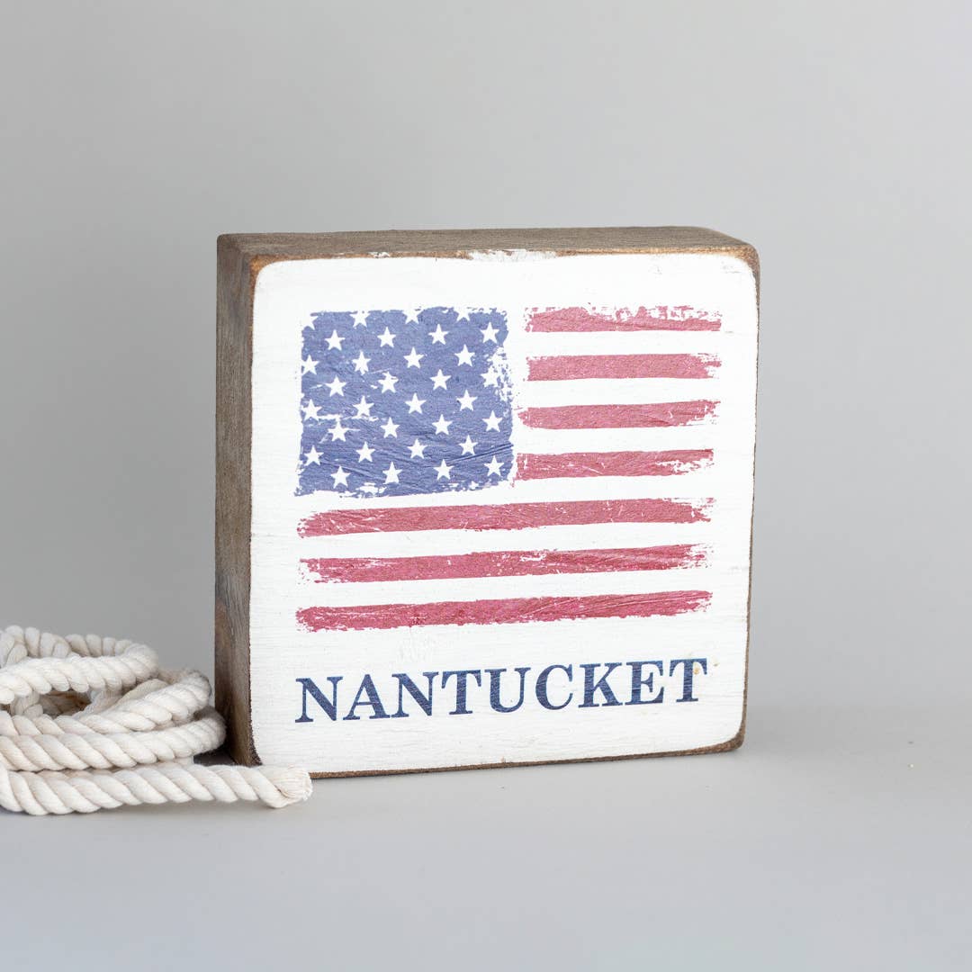 USA Flag Personalized Block Sign