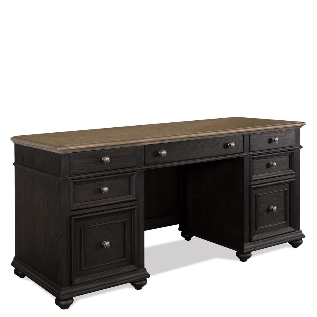 Regency - Credenza Desk - Antique Oak / Matte Black
