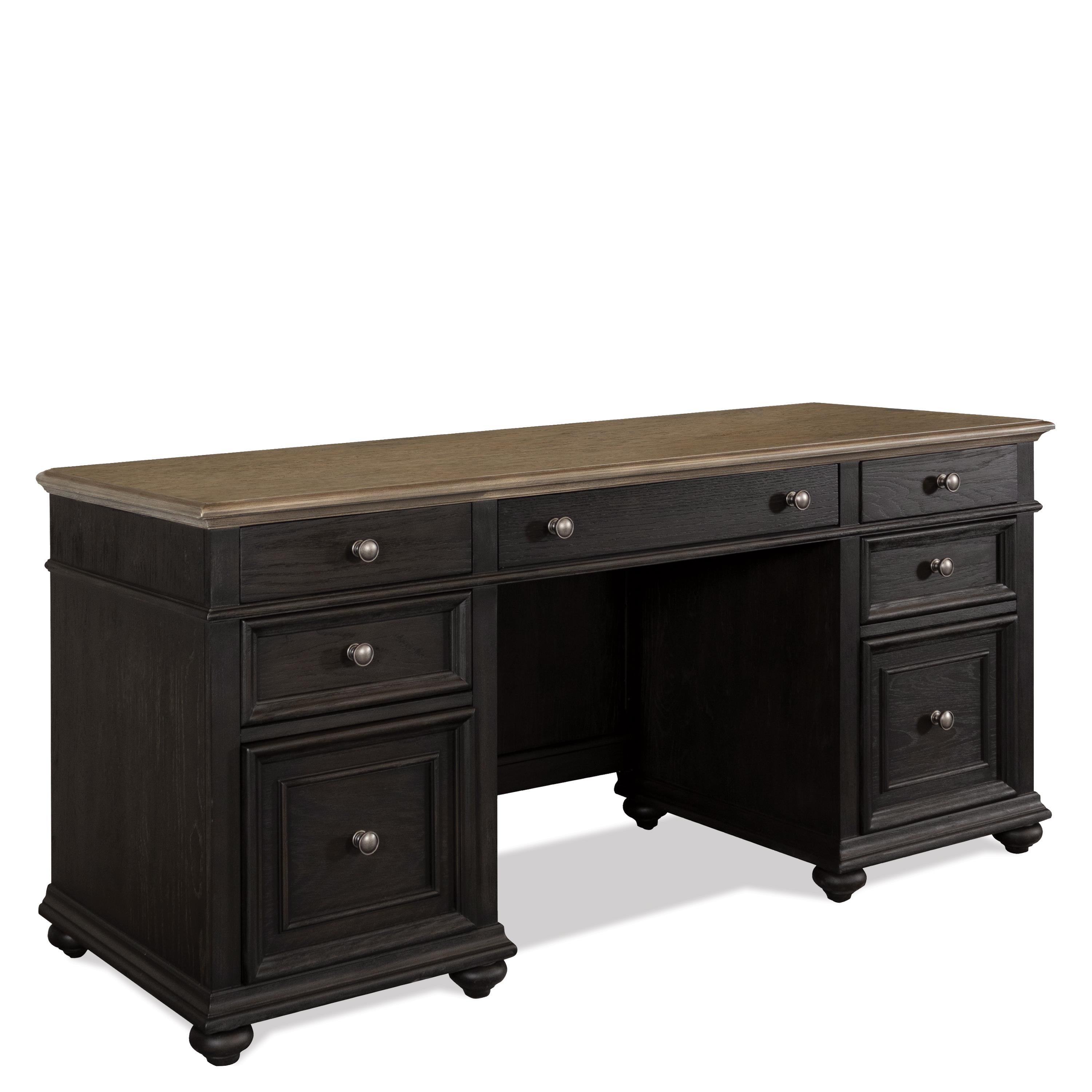 Regency - Credenza Desk - Antique Oak / Matte Black