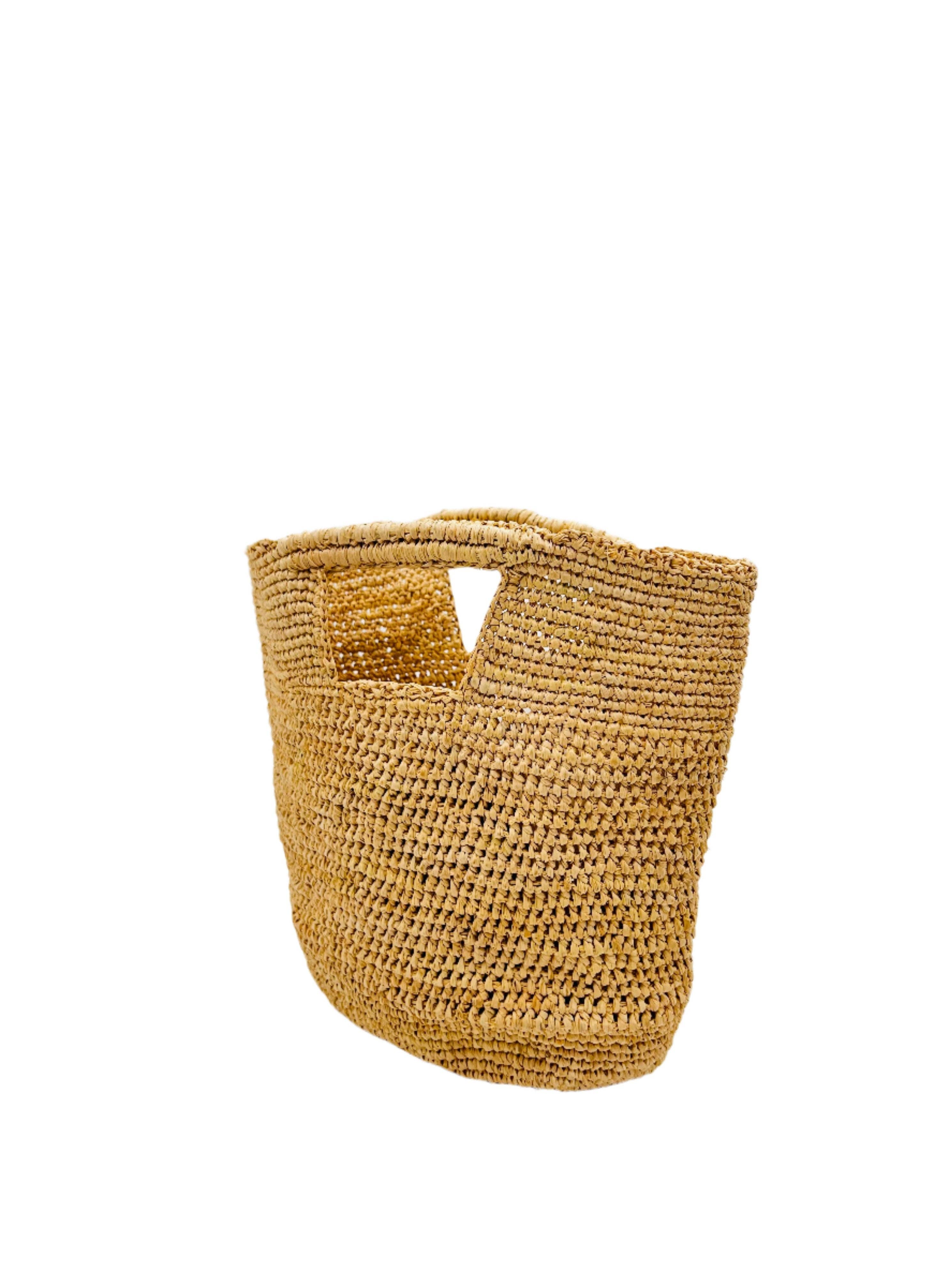 Mini ConCon Crochet Petite Straw Basket: Natural