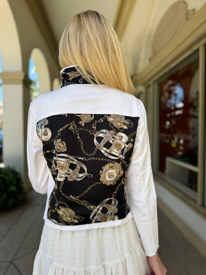 The White Denim Jacket / Black Stirrup