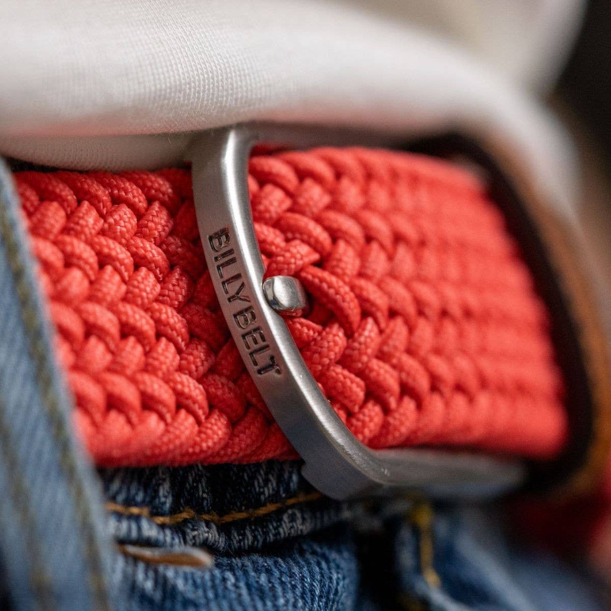 Peach pink elastic braided belt: Size 1