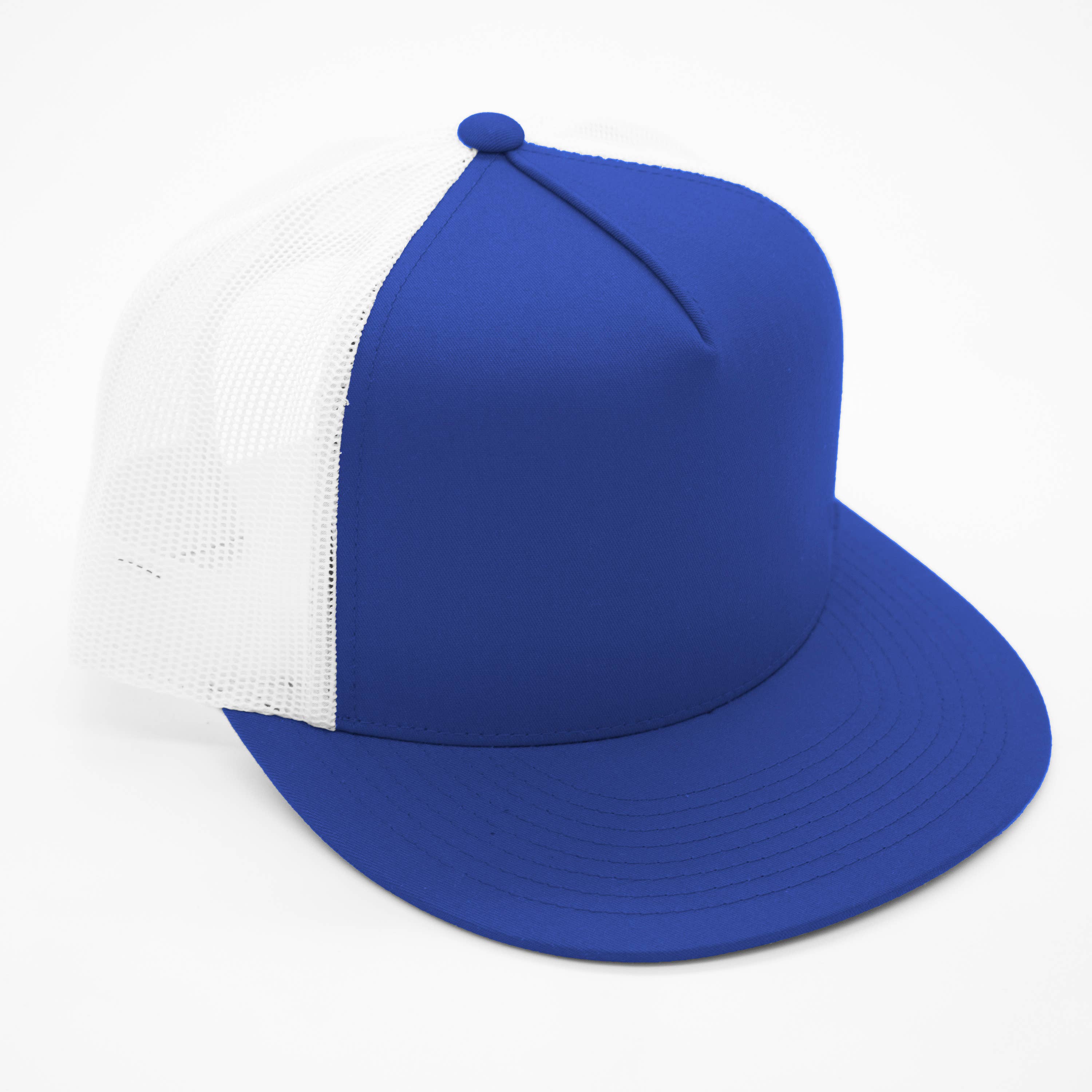 CUSTOM TEXT Raised Print Snapback Trucker Hats: All Black / White