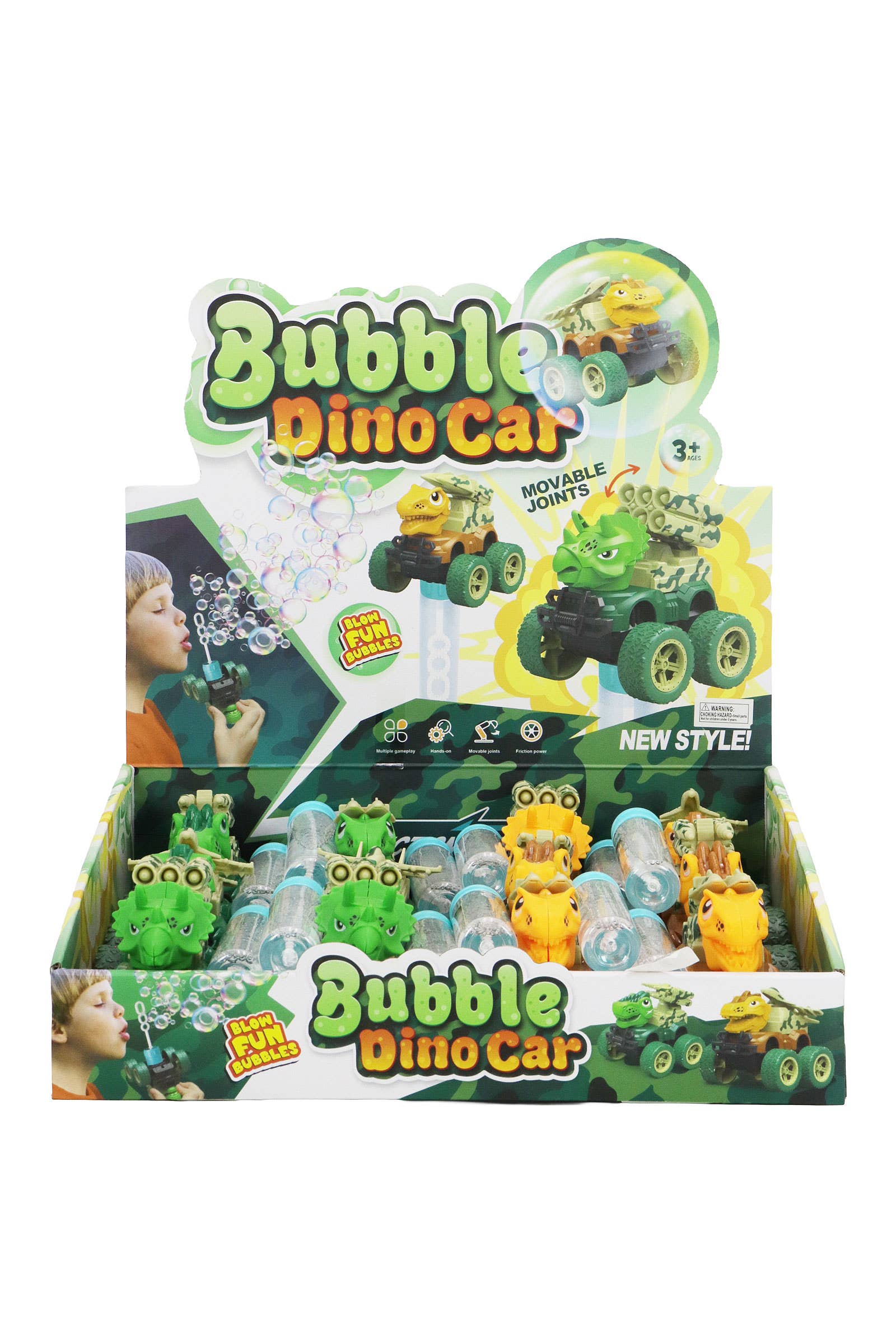 Dinosaur Wind-up Car 3 Hole Bubble Stick Wand