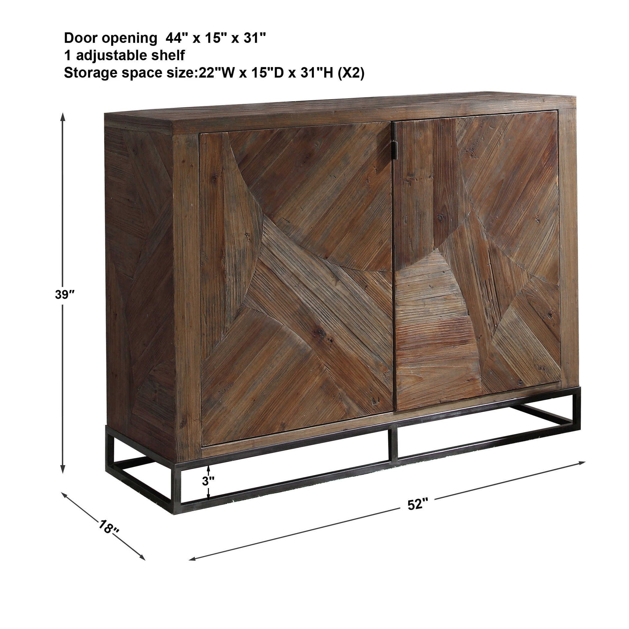 Evros - Reclaimed Wood 2 Door Cabinet - Dark Brown