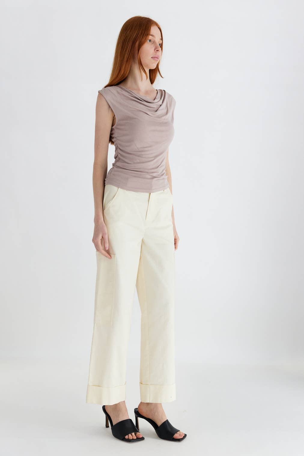 The Ali Top | Cowl Neck Sleeveless Top: BLACK / SMALL