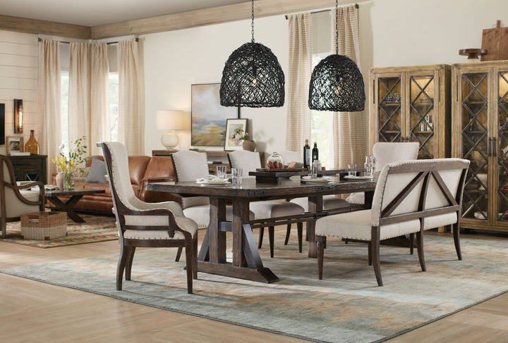 Roslyn County - Trestle Dining Table With Leaves - Dark Brown