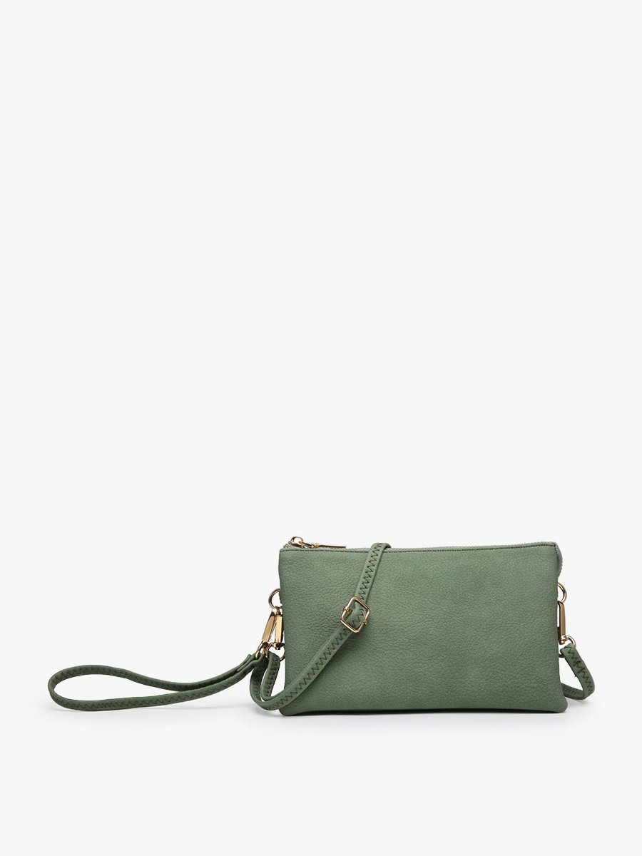 M013 Riley Monogrammable 3 Compartment Crossbody/Wristlet: Dark Rose