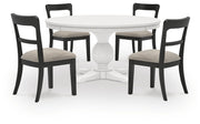 Greddinton - Round Dining Table Set - Black Chairs