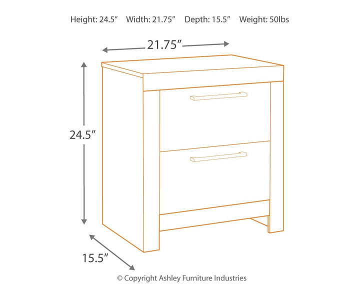 Derekson - Multi Gray - Two Drawer Night Stand