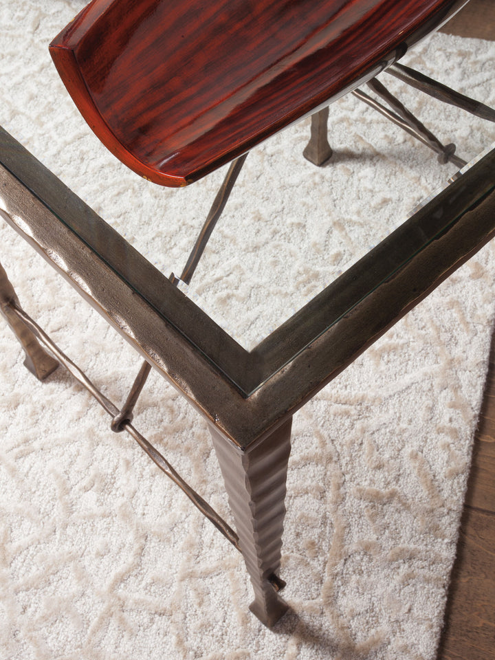 Signature Designs - Cortona Console With Glass Top - Dark Gray