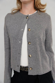 The Molly Cardigan | Lightweight Cropped Cardigan: HEATHER GREY / SMALL