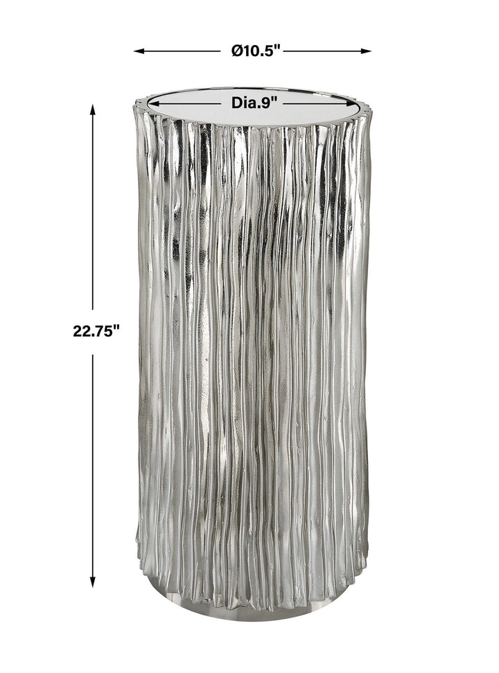 Echo - Modern Nickel Drink Table - Pearl Silver