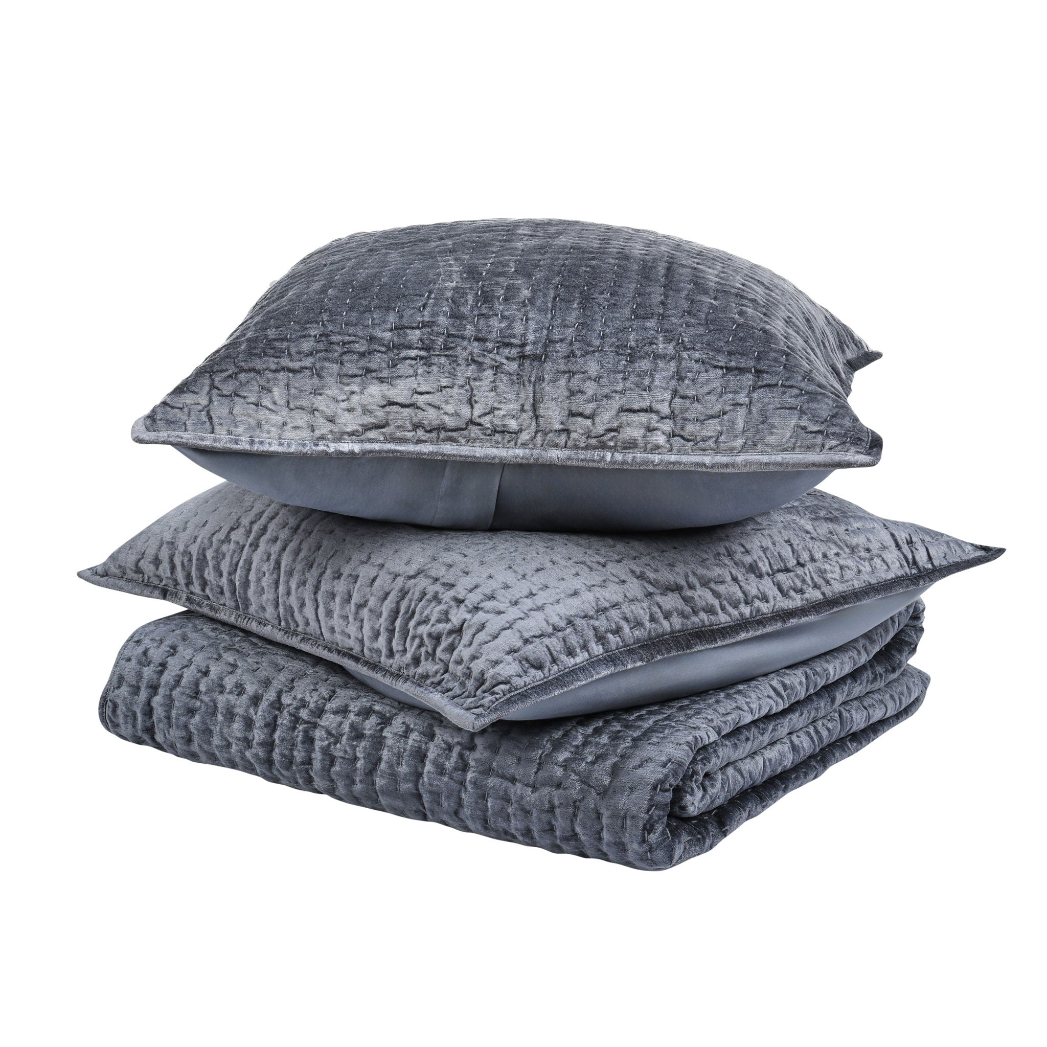 Bari - Velvet Quilt - Sea Fog