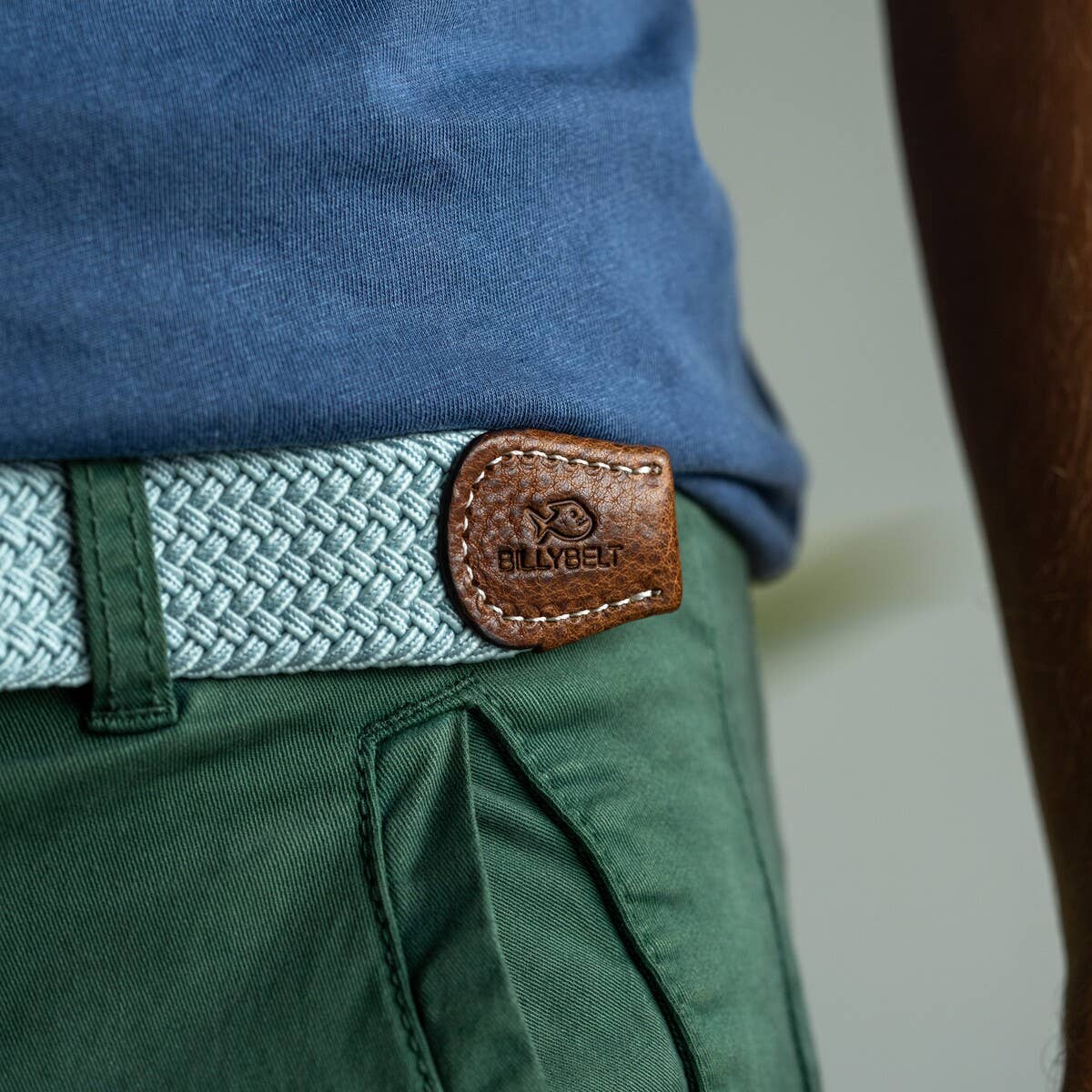 Arctic blue elastic braided belt: Size 1