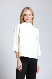Funnel Neck Sweater With Patch Pocket: Winter White / S