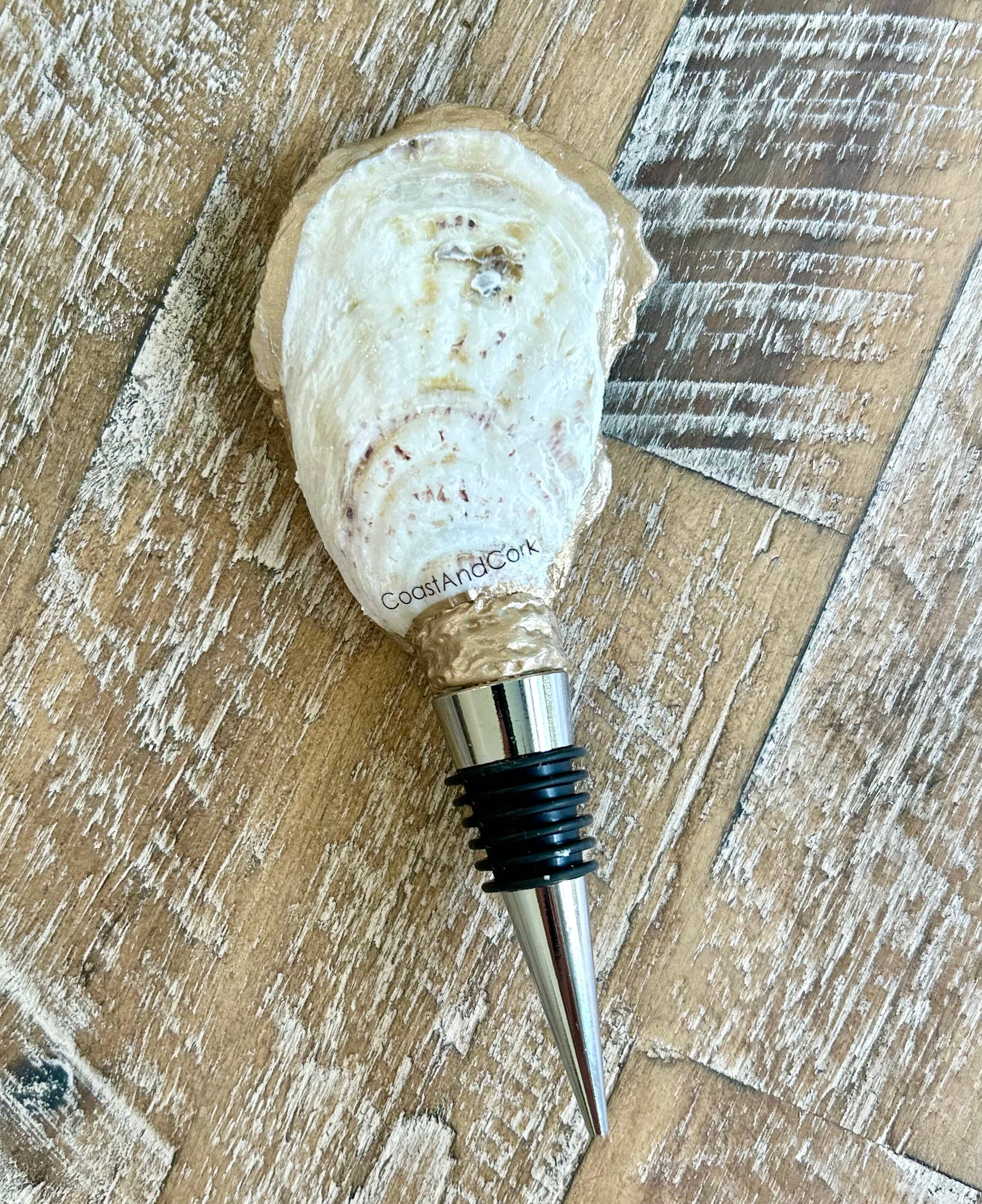 Hand Painted - Oyster Bottle Stopper - Aqua