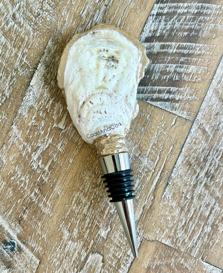 Hand Painted - Oyster Bottle Stopper - Aqua