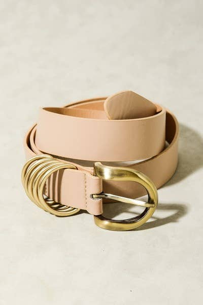 LEATHER ROUNDED BUCKLE BELTS | 40BT603: BROWN