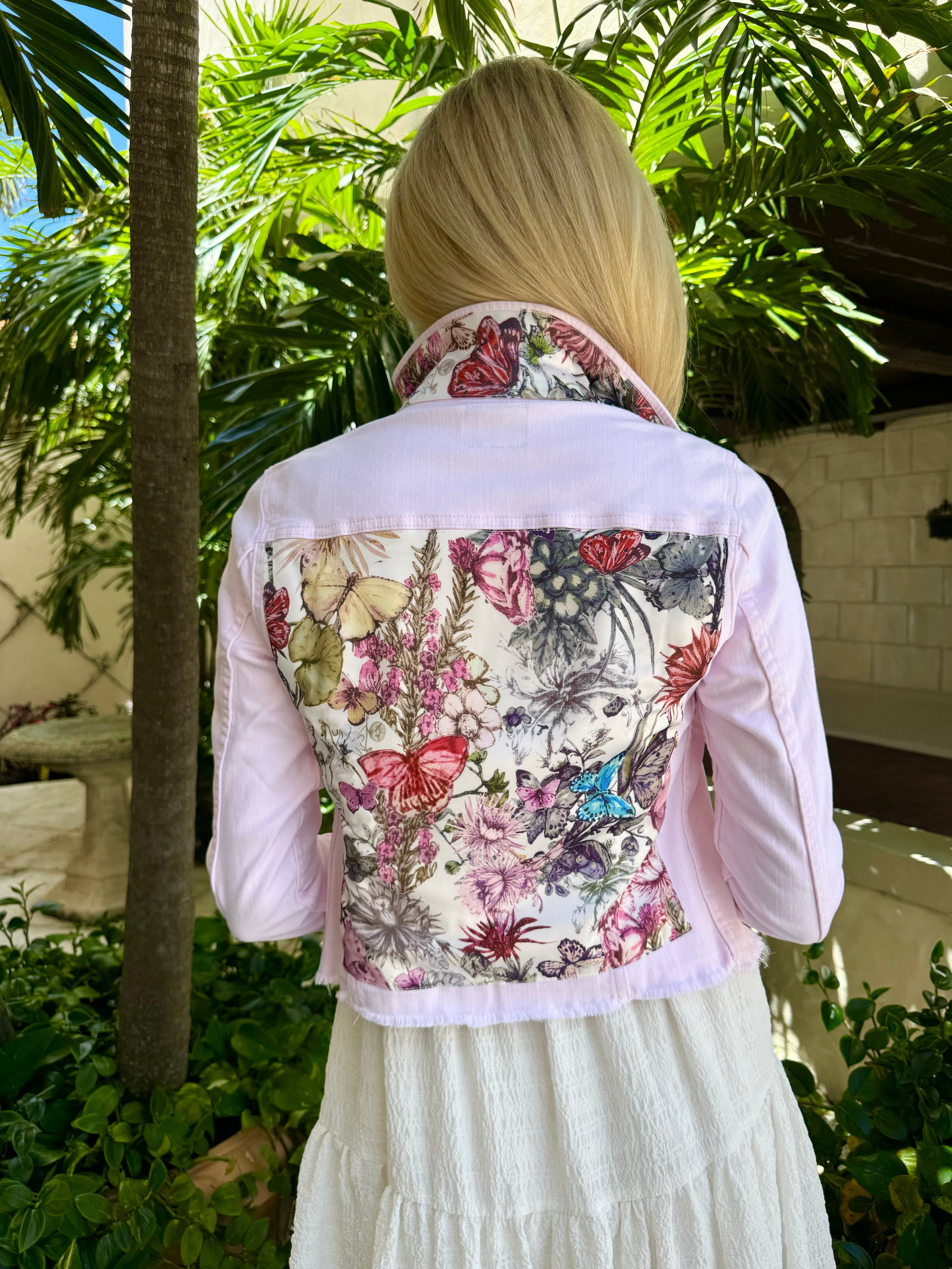 The Pink Denim Jacket / Adore Colorful Butterflies