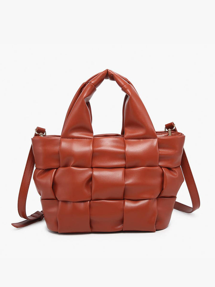 EH2572 Magdelena Woven Small Tote w/ Crossbody Strap: Brick