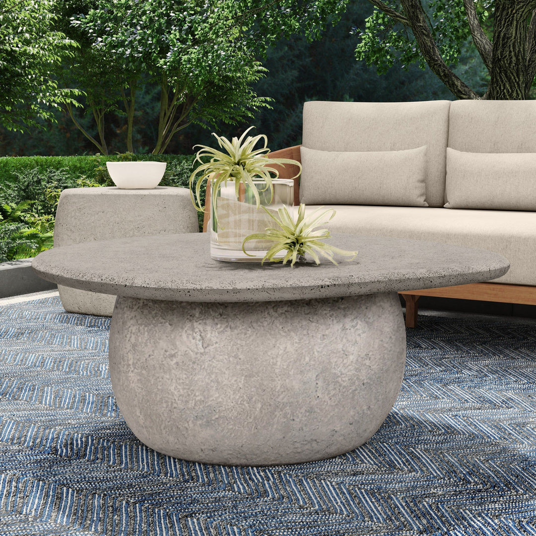Britney - Outdoor Round Coffee Table - Light Gray