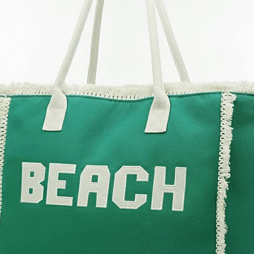 Embroidered Beach Letter Fringe Tote Bag
