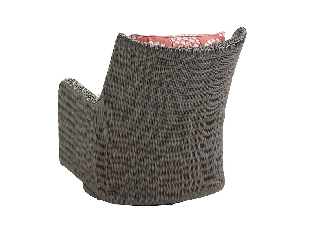 Cypress Point Ocean Terrace - Occasional Swivel Glider Chair - Dark Gray / Red