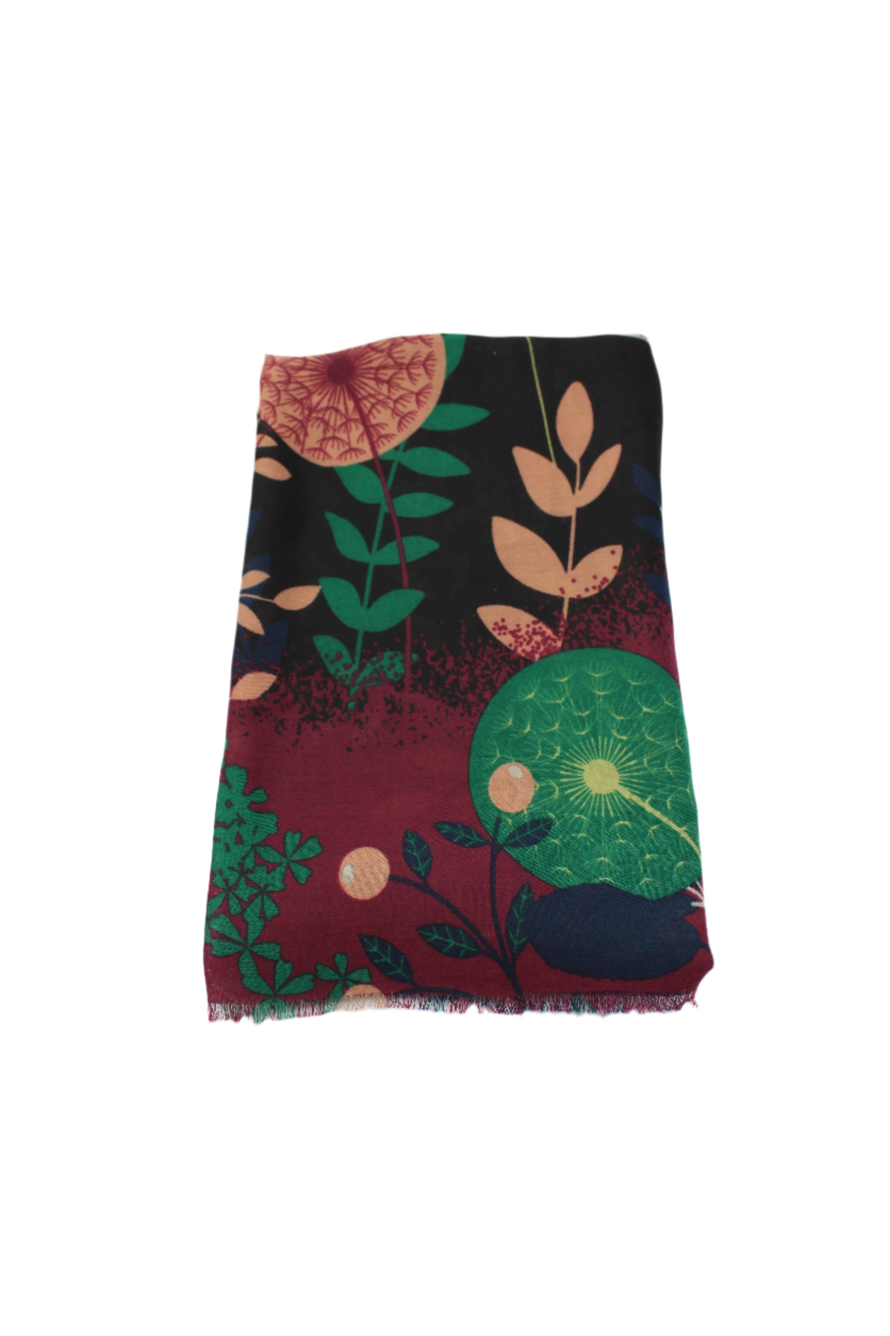 Scarves: Tropical Forest Scarf Wrap: Grey & Teal
