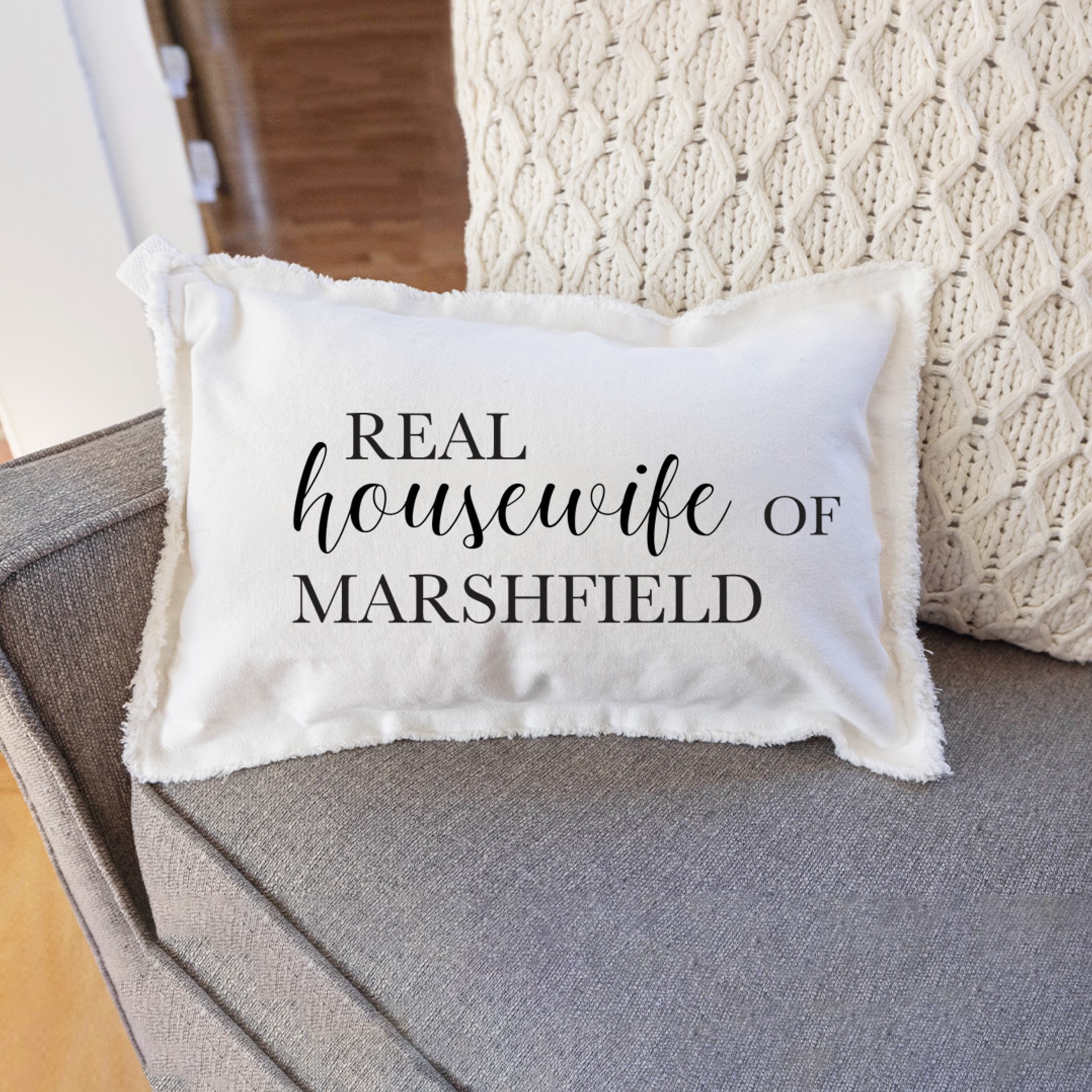 Personalized Real Housewife Lumbar Pillow: Natural / 12 x 18