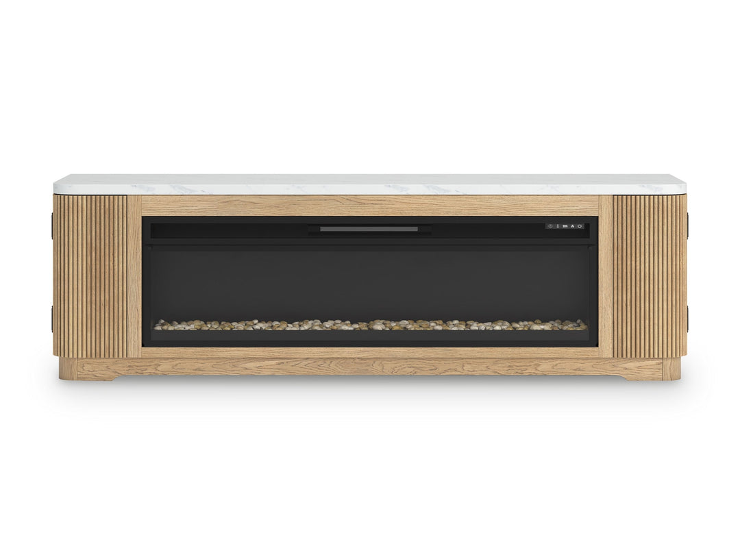 Camdill - Light Brown - 80" TV Stand With Electric Fireplace