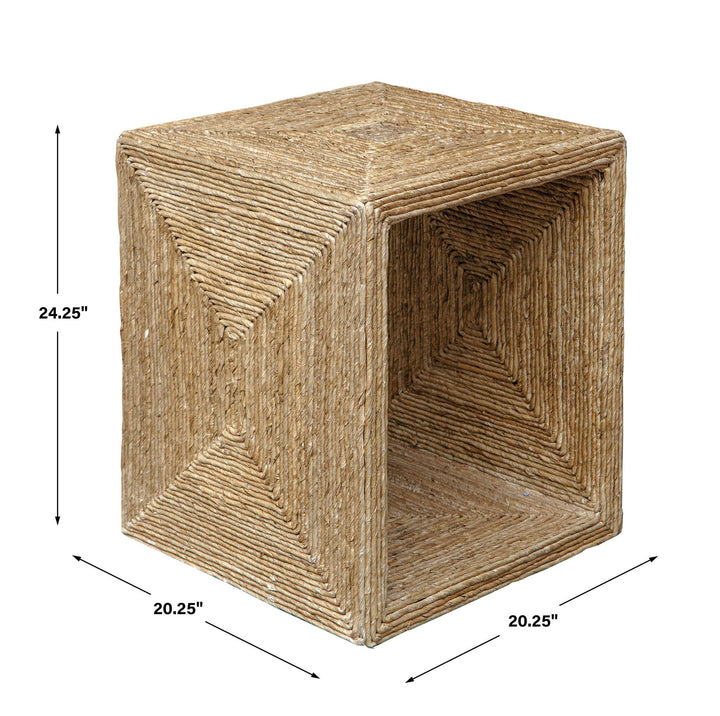 Rora - Coastal Woven Side Table - Light Brown