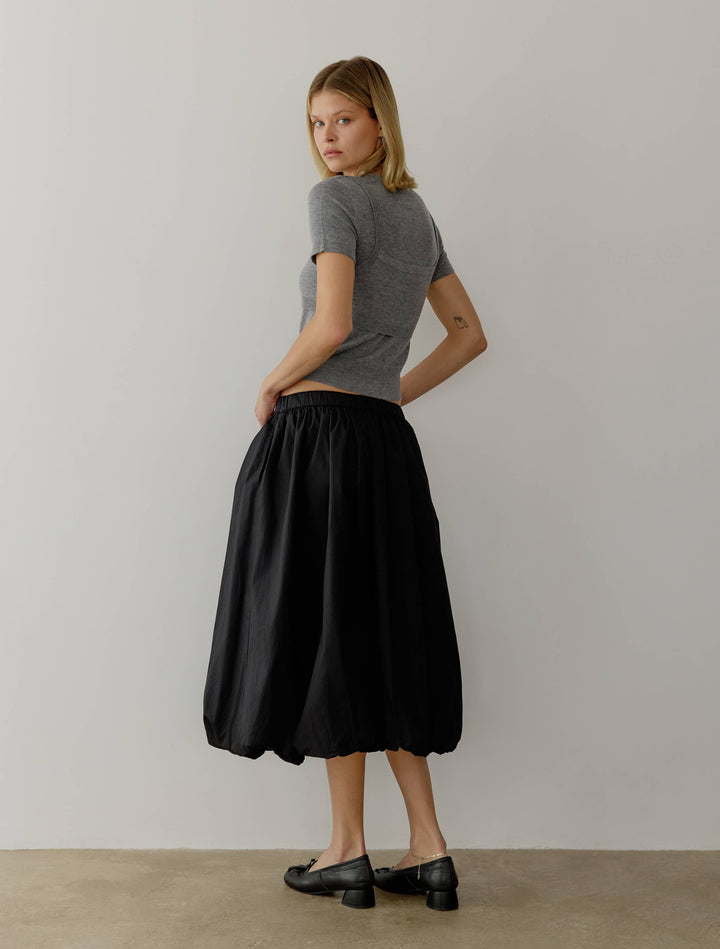 The Bella Skirt | Midi Bubble Skirt: BLACK / LARGE
