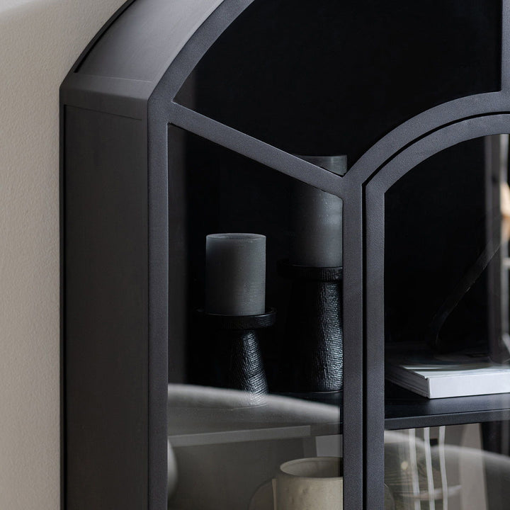 Lillo - Metal/Glass Single Door Cabinet - Black