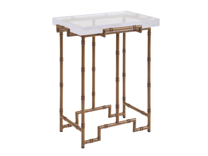 Palm Desert Poolside - Marble Top Accent Table - Dark Brown / White