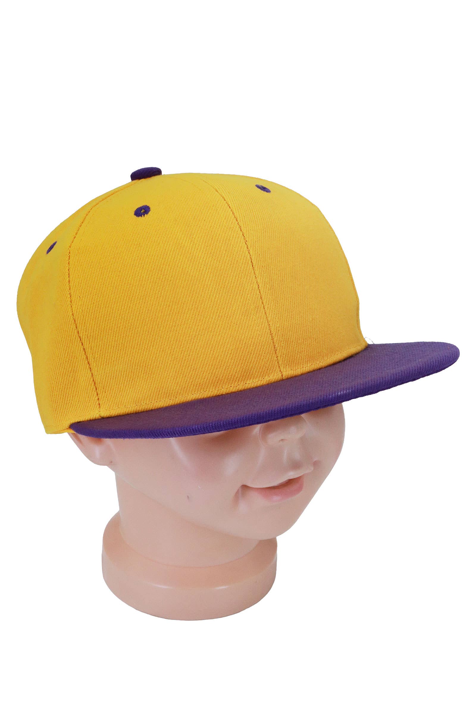 Kids Two Tone Blank Snapback Flat Brim Cap