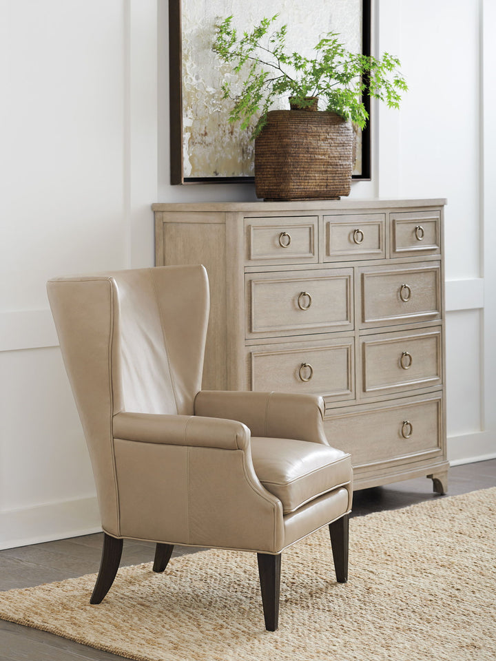 Barclay Butera Upholstery - Newton Leather Wing Chair - Beige