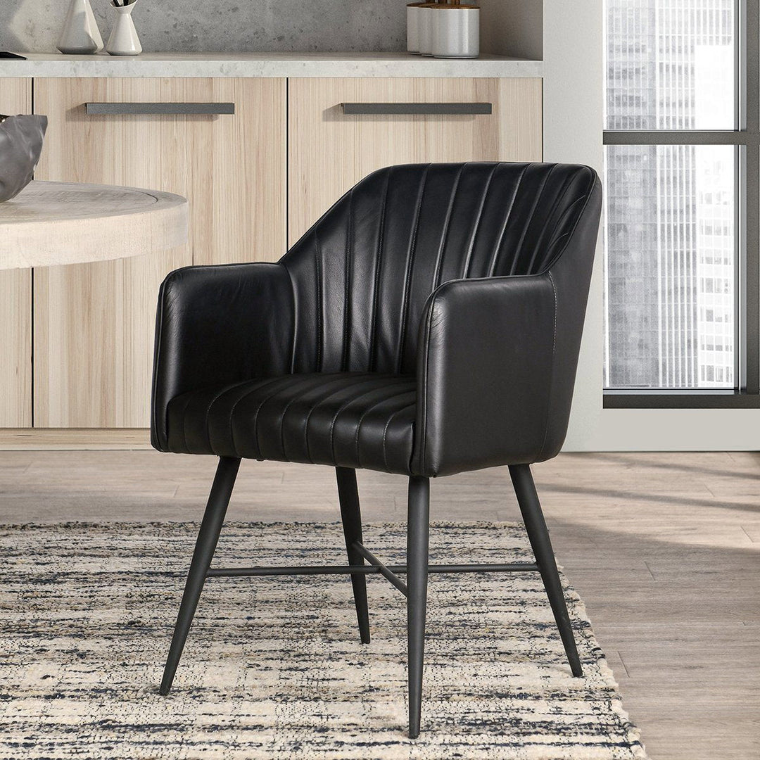 Leon - Leather Dining Chair - Jet Black