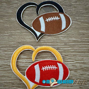 Football Hollow Heart Iron-On Patch