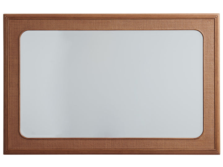 Palm Desert - Wood Framed Raffia Mirror - Dark Brown