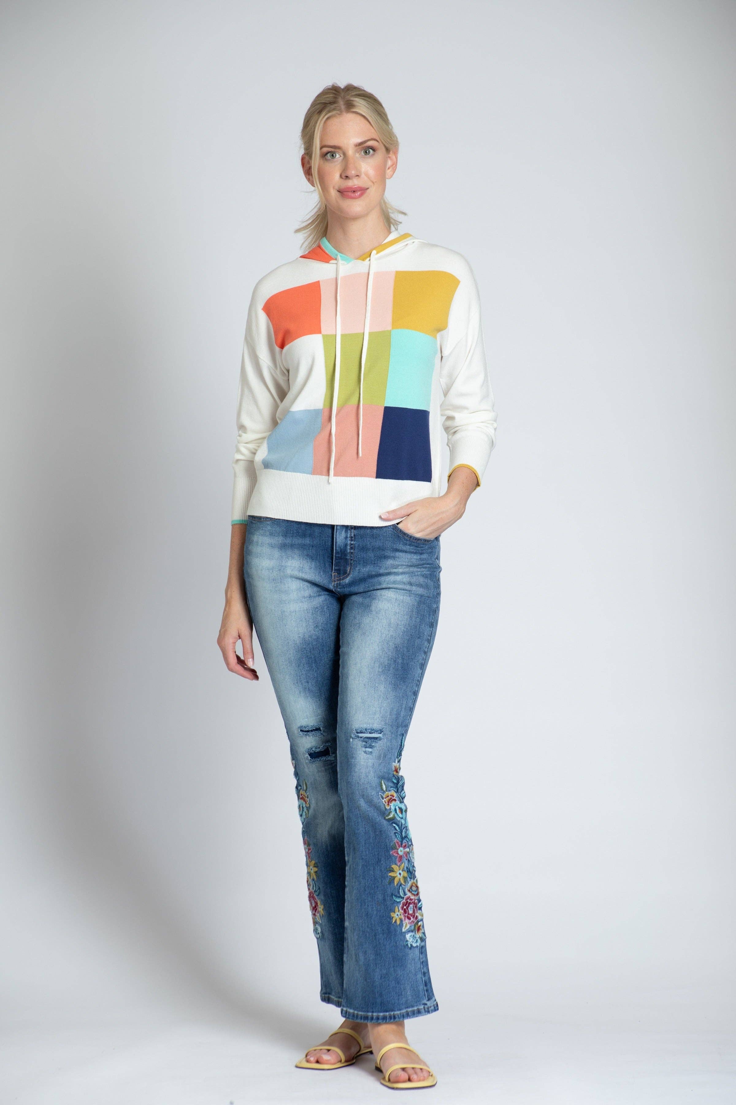 Color Block Hoodie: MULTI / S