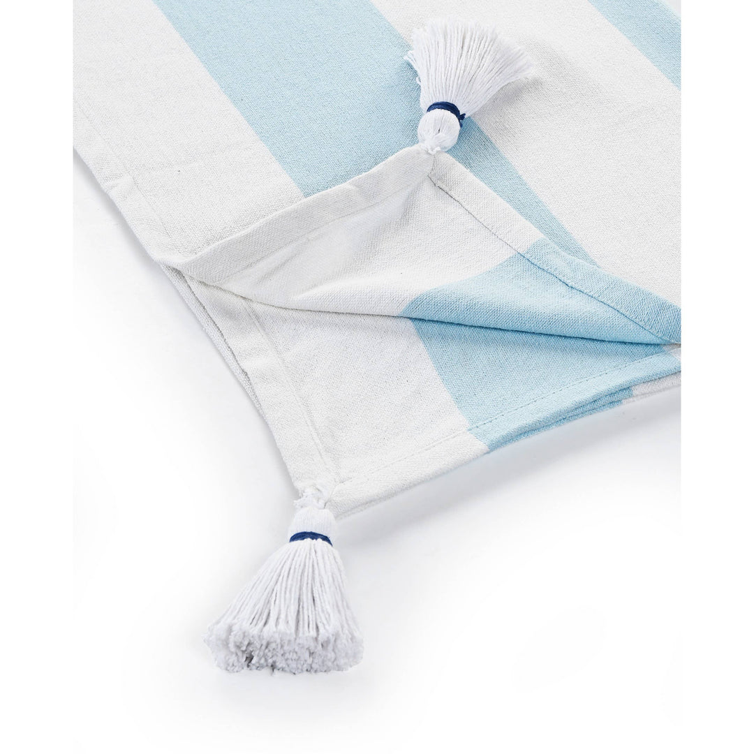 Cabana Striped Throw Blanket with Tassels: Navy Blue