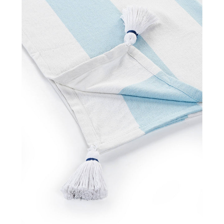 Cabana Striped Throw Blanket with Tassels: Navy Blue