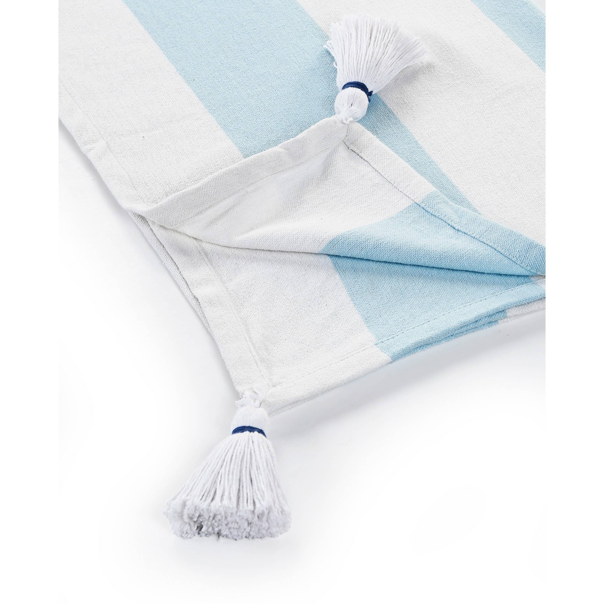 Cabana Striped Throw Blanket with Tassels: Light Gray
