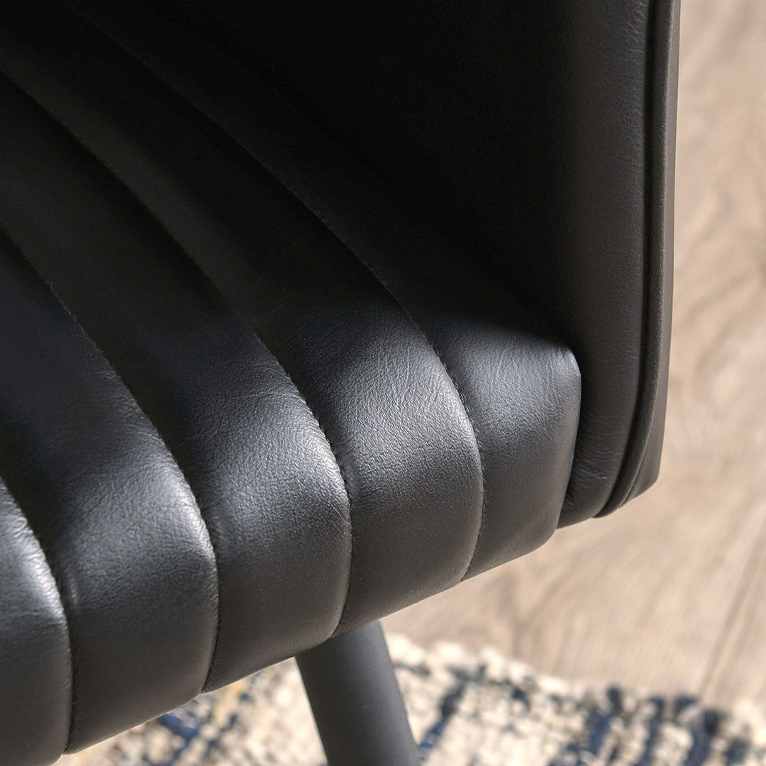 Leon - Leather Dining Chair - Jet Black